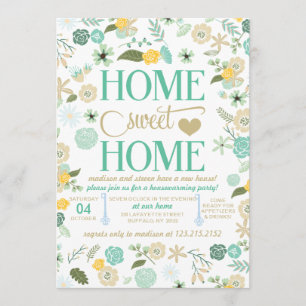 Aqua Home Sweet Home Housewarming Party Invitation