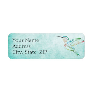 Aqua Hummingbird Anniversary Return Address