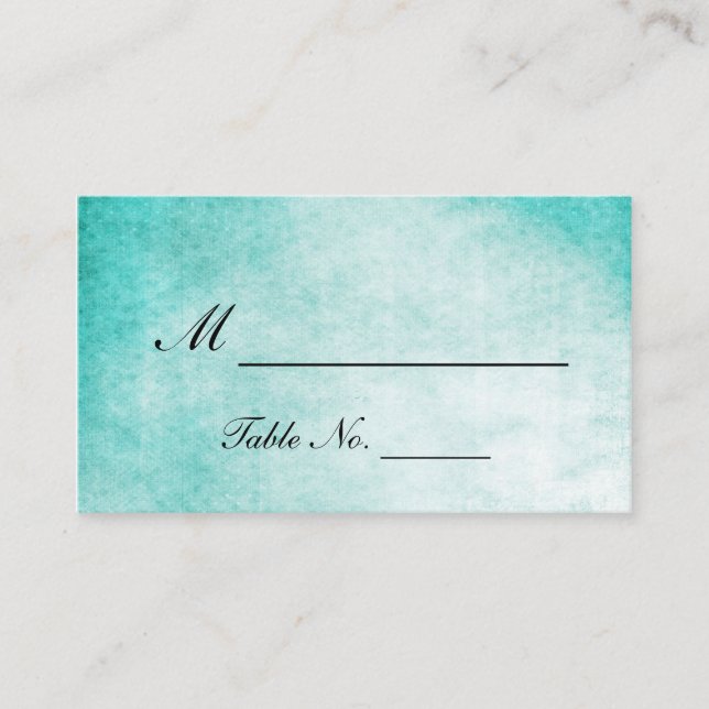 Aqua Hummingbird Watercolor Wedding Place Cards (Front)