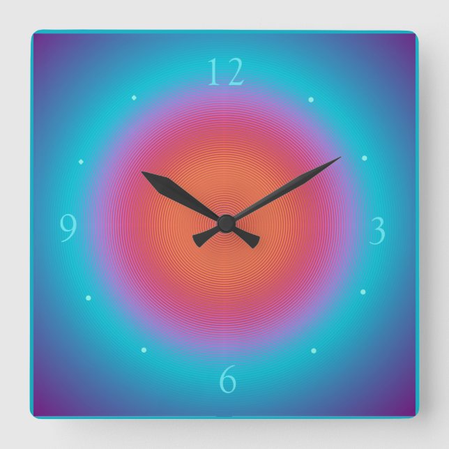 Aqua Illuminated Orange Pink Design > Wall Clocks (Front)