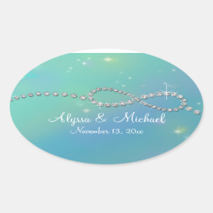 Aqua Infinity Symbol Sign Infinite Love Twinkling Oval Sticker