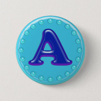 Aqua Initial A 6 Cm Round Badge