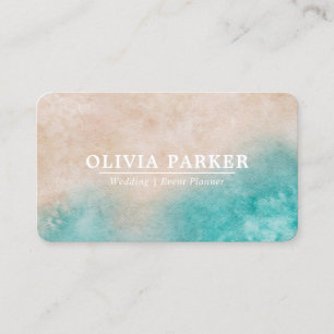 Aqua Ink Ocean Beach Modern Minimalist Business Card