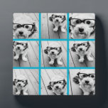 Aqua Instagram Photo Collage with 9 square photos Plaque<br><div class="desc">Use your photos without frames to create your own piece of art! Add your favourite pictures and snapshots to this strip for a fun memory keeper. An artistic way to display your best photo sharing pics.</div>