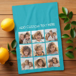 Aqua Instagram Photo Collage with 9 square photos Tea Towel<br><div class="desc">Use your photos without frames to create your own piece of art! Add your favourite pictures and snapshots to this strip for a fun memory keeper. An artistic way to display your best photo sharing pics.</div>