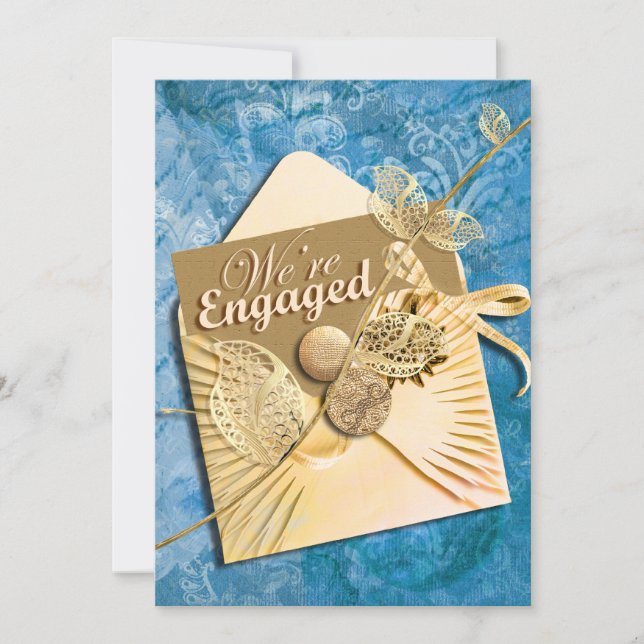 Aqua ivory engagement beach theme invitation (Front)