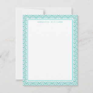 Aqua Japanese Seigaiha Pattern Note Card