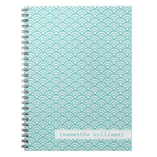 Aqua Japanese Seigaiha Pattern Notebook