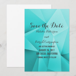 Aqua Jewel Tones Save the Date Invite