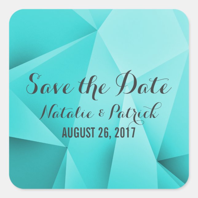 Aqua Jewel Tones Save the Date Stickers (Front)