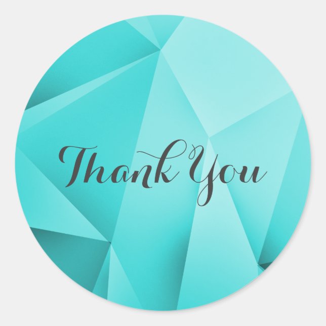 Aqua Jewel Tones Thank You Stickers (Front)