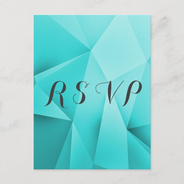 Aqua Jewel Tones Wedding RSVP Postcard (Front)