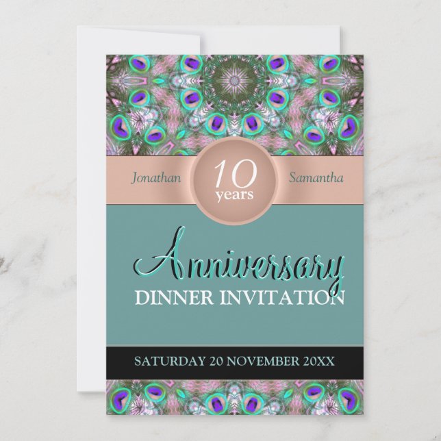 Aqua Jewels Anniversary Party Invitation (Front)