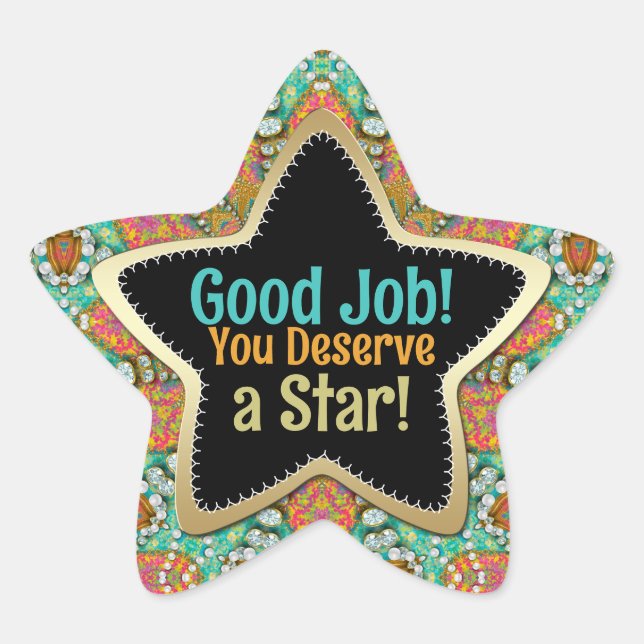 Aqua Jewels Gold - Good Job You Deserve a Star!  Star Sticker (Front)