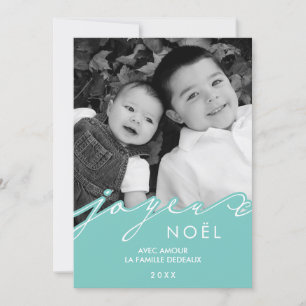 Aqua Joyeux Noël Photo Holiday Card