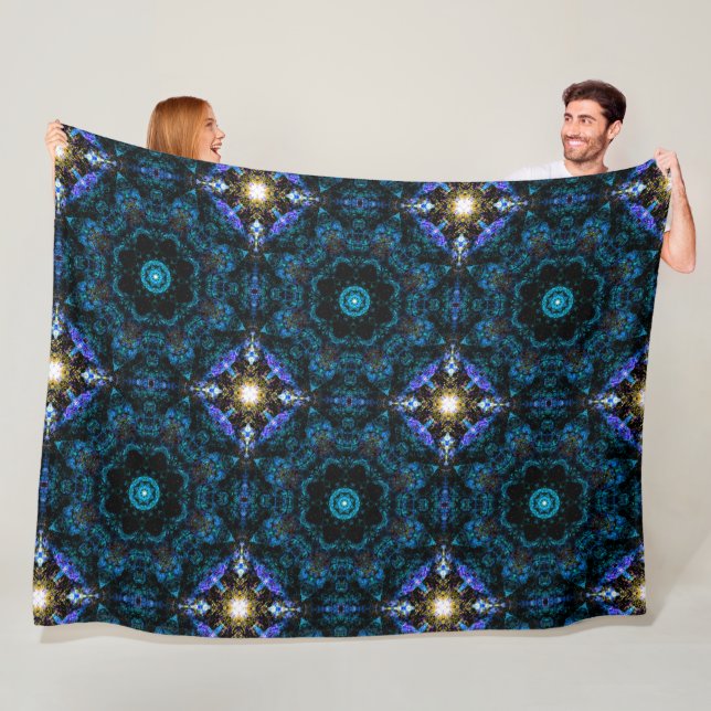 Aqua Kaleidoscope Effect,   Fleece Blanket (In Situ)