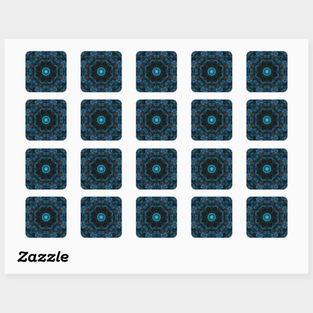 Aqua Kaleidoscope Effect,  Square Sticker (Sheet)