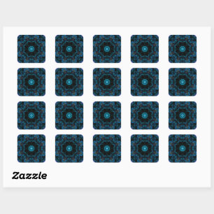 Aqua Kaleidoscope Effect, Square Sticker
