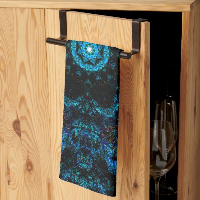 Aqua Kaleidoscope Effect,   Tea Towel (Thirds Fold)