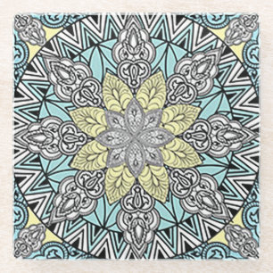 Aqua Kaleidoscope Glass Coaster