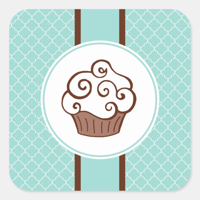 Aqua Lace Cupcake Stickers (Front)