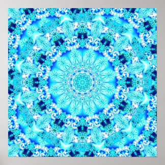 Aqua Lace, Delicate, Abstract Mandala Poster