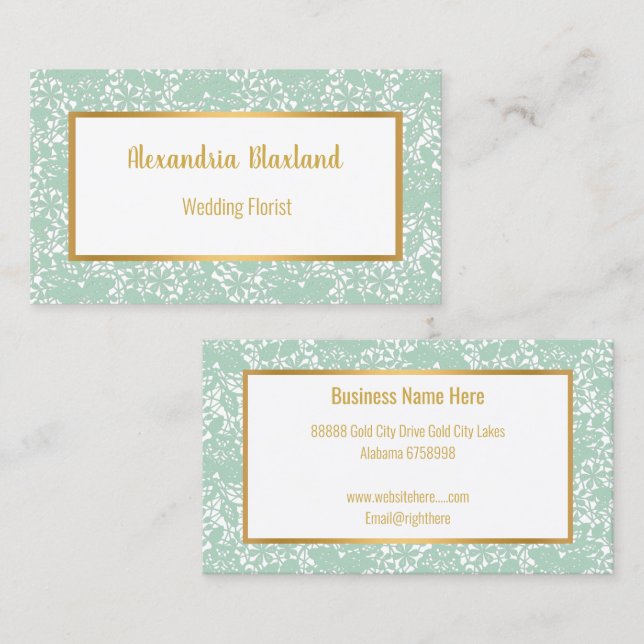  AQUA LACE GOLD WHITE BUSINESS CARD (Front/Back)