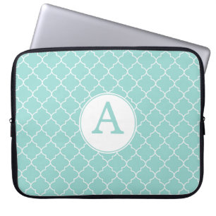 Aqua Lace Monogram Laptop Sleeve