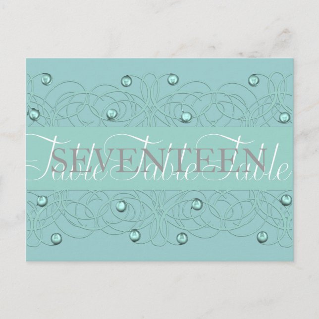 Aqua Lace Table Number Postcard (Front)