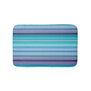 Aqua, Lavender and Blue Stripes Bath Mat