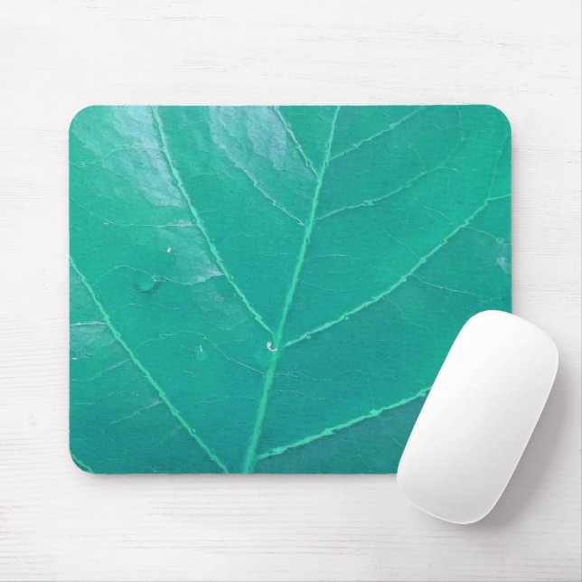 Aqua Leaf Mouse Mat (With Mouse)