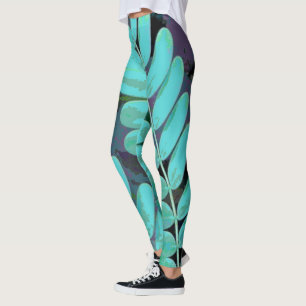 Aqua Leaves Leggings