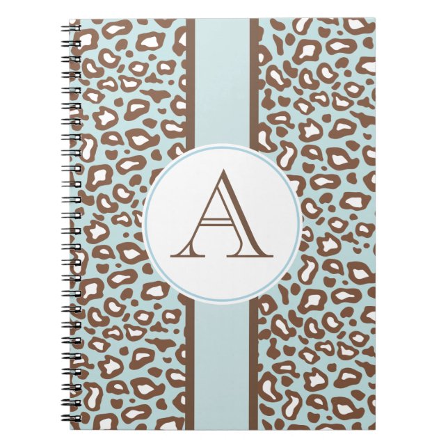Aqua Leopard Monogram Journal Notebook Gift (Front)