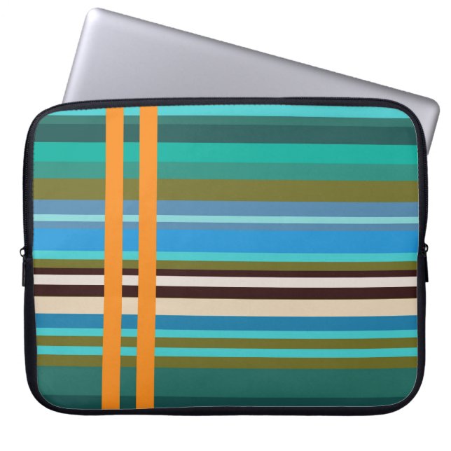 Aqua Life Stripes Neoprene Laptop Sleeve 15" (Front)