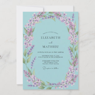 Aqua Lilac Foliage Eucalyptus Wedding Invitation