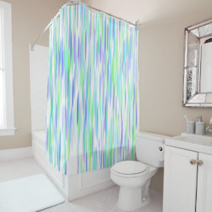 Aqua Lime Violet Abstract Shower Curtain