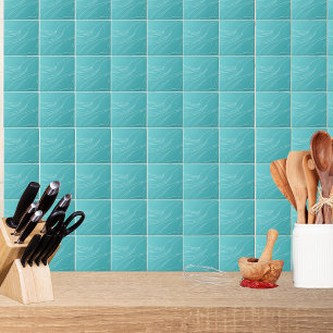 Aqua Line Waves Modern Minimalist Abstract Tile