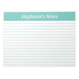 Aqua Lined 11 x 8.5 Landscape Personalised Notepad