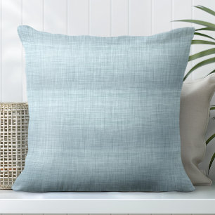 Aqua Linen Texture Throw Pillow