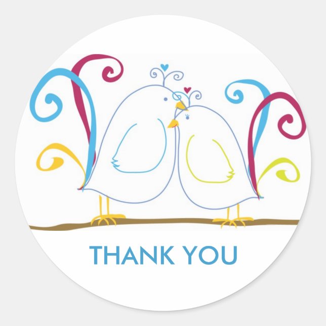 Aqua Love Bird Stickers - Personalise them! (Front)