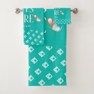 Aqua LOVE LIVES HERE Stylish Customisable Bath Towel Set