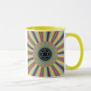 Aqua Magenta Sunburst Fractal Mug