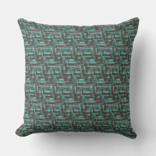 Aqua Mahogany Jumble Pattern Throw Pillow