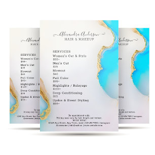 Aqua Marble Gold Details Opal Salon Price List  Flyer