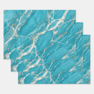 Aqua Marble Swirl Elegant Modern Style Wrapping Paper Sheet