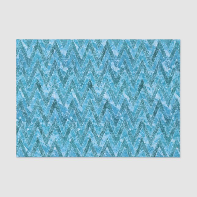 Aqua Marbled Chevron Tissue Paper (Front)