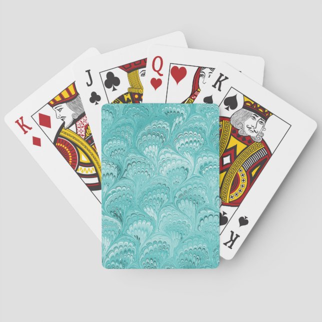 Aqua Marbled Paper Design Playing Cards (Back)