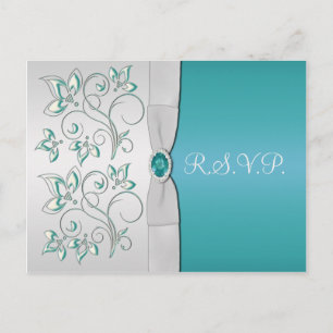 Aqua-marine and Silver R.S.V.P. Postcard