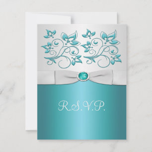 Aqua-marine and Silver Reply Card II