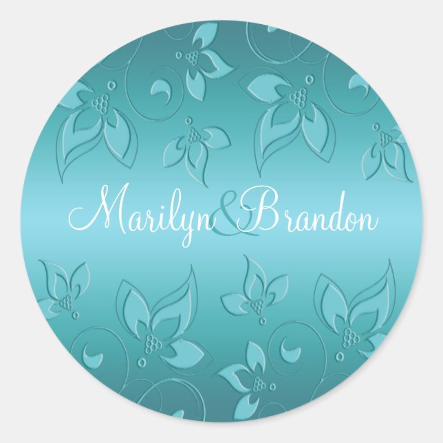 Aqua-marine Floral 1.5" Sticker (Front)